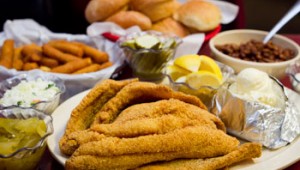 Catfish Sam’s does catfish right — along with hush puppies and fried pickles. Tony Robles