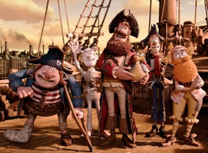FILM The Pirate Captain and Polly set sail, accompanied by (from left to right) the Pirate with Gout, the Albino Pirate, the Pirate with a Scarf, and the Surprisingly Curvaceous Pirate.
