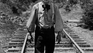Buster Keaton walks the rails in search of his stolen locomotive in The General, shown at Prairie Fest, Sat.