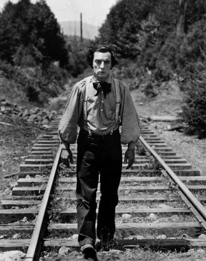 BIGTICKET Buster Keaton walks the rails in search of his stolen locomotive in The General, shown at Prairie Fest, Sat.