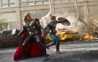 Chris Hemsworth and Chris Evans battle for Earth on New York’s streets in The Avengers.