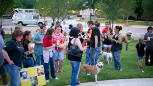 About 40 animal lovers and activists attended an April 28 rally against dog fighting. Brian Hutson