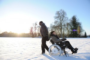 Omar Sy takes François Cluzet out for a snow day in The Intouchables.