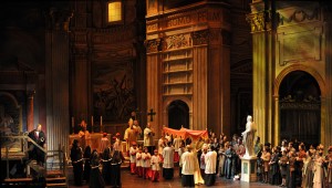Scarpia (Michael Chioldi) vows to possess Tosca — during church — in Fort Worth Opera’s production of the Puccini classic.