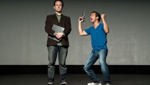 Chuck Huber (left) and Carman Lacivita star in Amphibian Productions’ crisp production of The Understudy.