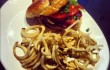 Live Oak Music Hall & Lounge's bacon bleu cheese burger.