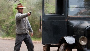 Tom Hardy takes aim in the climactic shootout in Lawless.