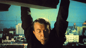 Jimmy Stewart hangs loose in "Vertigo."