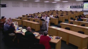 METRO Furman (at lecturn) defends herself at last week’s Kennedale school board meeting. Courtesy Kennedale ISD