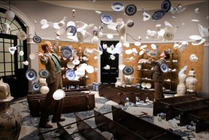 FILM James D’Arcy and Ben Whishaw amid a shower of crockery in Cloud Atlas.