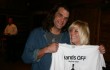 SCOTT COPELAND AND GIRLFRIEND CAROL PATE CHECK OUT A PROMOTIONAL T-SHIRT AT LAST NIGHT'S SCREENING OF "THE TEXAS MUSIC HOUR WITH BRAD HINES."