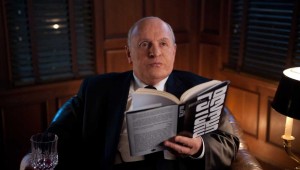 Anthony Hopkins holds his next project in his hands in Hitchcock