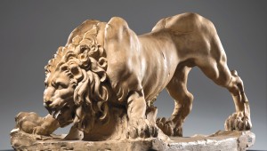 A lion molded by Gian Lorenzo Bernini at the Kimbell.