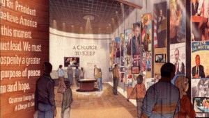 Artist rendering of the entrance to the permanent exhibit at the George W. Bush Presidential Library and Museum. Courtesy George W. Bush Foundation.