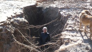 Eleanor Fairchild stands inside the new gulley in her land — courtesy of the Keystone XL pipeline. Kathy Da Silva