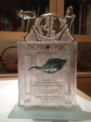 don young award THE AWARD (photo courtesy of Friends of Tandy Hills Natural Area).