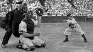 EDDIE GAEDEL AT BAT (Associated Press photo from Wikipedia public site)