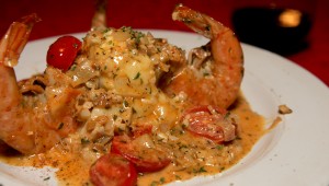 The Flame takes on shrimp scampi — lookin’ good. Lee Chastain