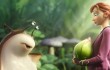 A shrunken M.K. comes eyeball to eyeball with a talking slug in "Epic."