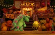 Sulley and Mike face off in front of a frat house (and an appreciative monster audience) in Monsters University.