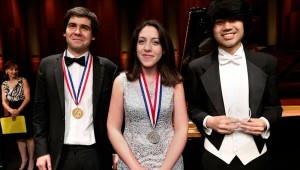 (From left to right) Ukraine’s Vadym Kholodenko, Italy’s Beatrice Rana, and the United States’ Sean Chen were the big winners in the Cliburn.