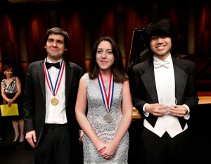 STAGE (From left to right) Ukraine’s Vadym Kholodenko, Italy’s Beatrice Rana, and the United States’ Sean Chen were the big winners in the Cliburn.