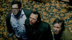 Nick Frost, Simon Pegg, and Paddy Considine look the worse for wear during their pub crawl in The World’s End.