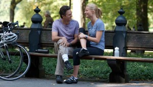 Mark Ruffalo and Gwyneth Paltrow take an exercise break in Central Park in Thanks for Sharing.