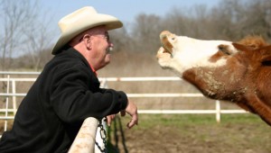 BARRY CORBIN AT HOME WITH HIS HORSE (photo by Jeff Prince)