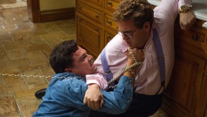 Leonardo DiCaprio and Jonah Hill try to keep it together after consuming lots of drugs in The Wolf of Wall Street.