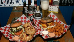 Along with the Sissy Burger, right (with bacon, cheddar cheese, mustard, and mayo, Peace Burger suggests its namesake sandwich, full of “plenty of juicy flavor.” Lee Chastain