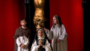 (From left to right) Ian McEuen, Vanessa Becerra, and Sandra Lopez star in Fort Worth Opera’s production of With Blood, With Ink.