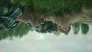 Brenton Thwaites and Olivia Cooke are filmed from a trippy angle during The Signal.