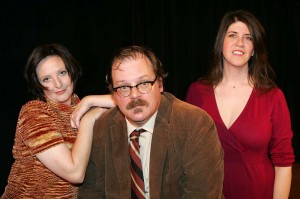 STAGE (From left to right) Mary Jane Greer, Seth Johnston, and Laura Lutz Jones star in Drag Strip Courage’s production of Pinter’s giddy romp Old Times. Lee Chastain