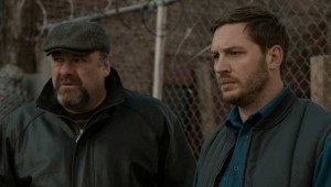 James Gandolfini and Tom Hardy ponder a grim situation in The Drop.