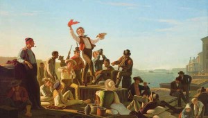 “Jolly Flatboatmen in Port” is part of the Amon Carter’s Navigating the West: George Caleb Bingham and the River.