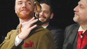 Aaron Roberts, cobra, John-Michael Marrs, and Thomas Ward in Stage West’s The Explorers Club.