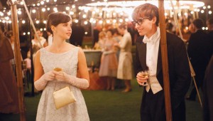 Felicity Jones and Eddie Redmayne woo each other under the lights of Cambridge in The Theory of Everything.