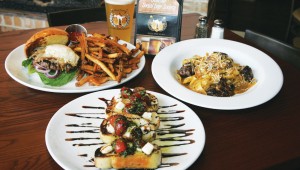 The buffalo burger (from left to right), bruschetta, and braised short-rib pasta prove that Social House is more than socializing. Lee Chastain