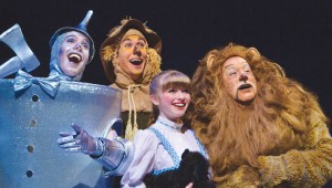 Ryan Page, Joshua Kumler, Brooke Verbois, and Greg Dulcie head down the Yellow Brick Road in Casa Mañana’s The Wizard of Oz.