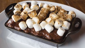 The chocolate sheet cake comes with a marshmallow surprise at Fixture Café and Social House. Photo by Robert Garner.