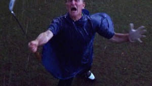THE BISHOP IN CADDYSHACK SCREAMS AT GOD BEFORE LIGHTNING HITS.