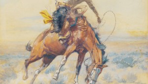 Charles M. Russell’s “The Bucker” is part of Remington & Russell, Retold at Sid Richardson Museum.