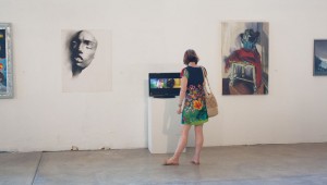 Nearly 700 art fans visited Shipping and Receiving’s Tilt Room last weekend to view 135 works by 63 artists as part of the pop-up art show Exhibitionists. Photo by Shane Green.