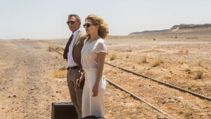 Daniel Craig and Léa Seydoux wait for a train in the Moroccan desert in "Spectre".