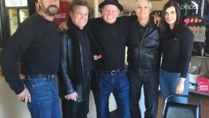 The cast of Bail Out is ready for its close-up at Tony’s Pizza.