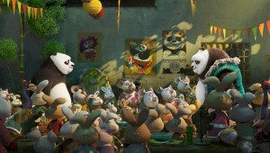 A panda and his long-lost dad meet in a noodle shop in "Kung Fu Panda 3."