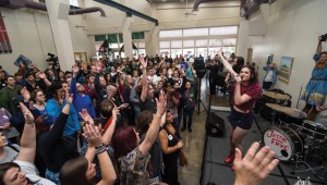 Denton singer-songwriter Jessie Frye rocked a recent Bernie Sanders event in her hometown to get people to feel the Bern. Photo courtesy of Jessie Frye.