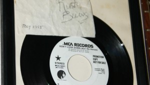 Bar napkin autographed by Rusty Burns after playing with him in 1995. Photo by Jeff Prince.