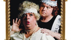 B.J. Cleveland and Todd Hart dread the pennies in Theatre Arlington’s The Mystery of Irma Vep.